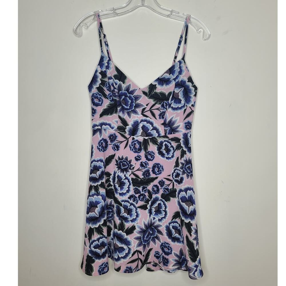 Show Me Your MUMU Regina Floral Mini Dress - baby pink & blue - SMALL